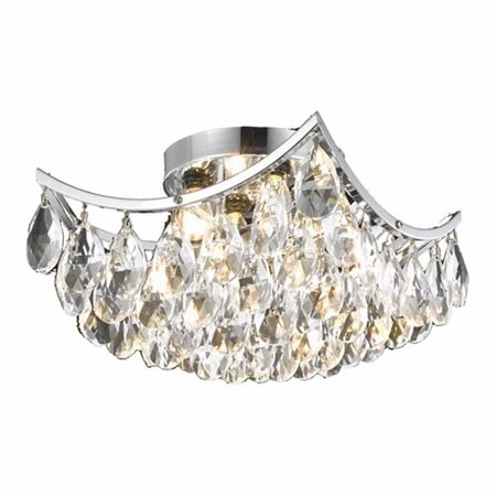 LIVING DISTRICT LD9800F12C-872 12 in. Clara 4 Lights Flush Mount Ceiling Light, Chrome LD9800F12C(872)